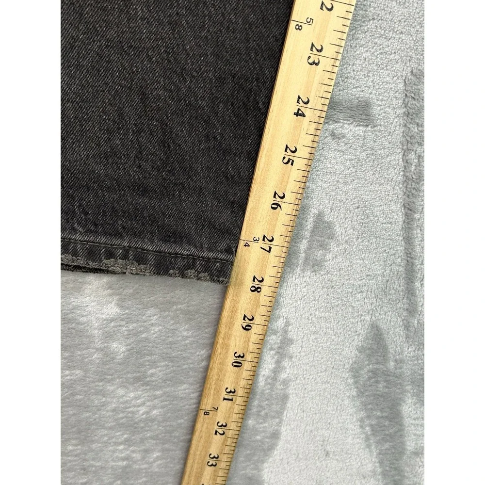 Levis 501 S Jeans Men 26x28 Black Dark Wash Straight Leg Whiskered Grunge Skinny